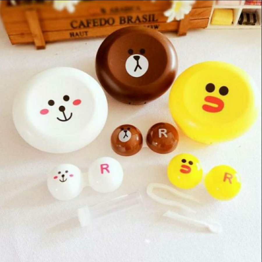 tempat softlens / softlens case cacao friends bulat