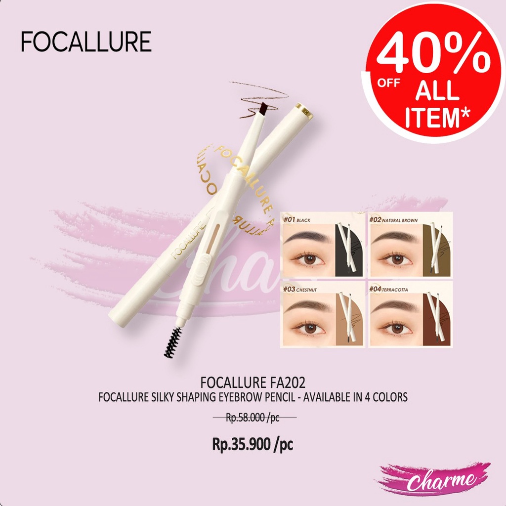 (READY &amp; ORI) Focallure Silky Shaping Eyebrow Pencil FA202 FA 202 terbaru pensil alis waterproof tahan lama viral