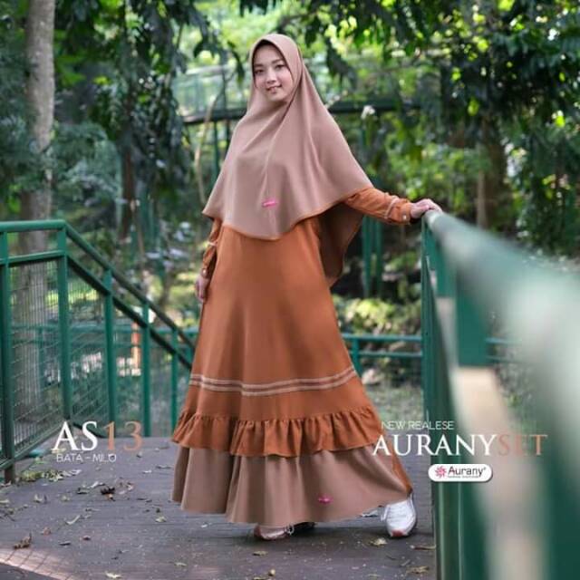 Gamis Syari Set Aurany AS 13 Bata Milo