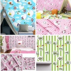 Wallpaper dinding 3d kamar tidur / Wallpaper dinding kamar tidur anak wallstiker Karakter Lucu Ukuran 45Cm /9m Termurah