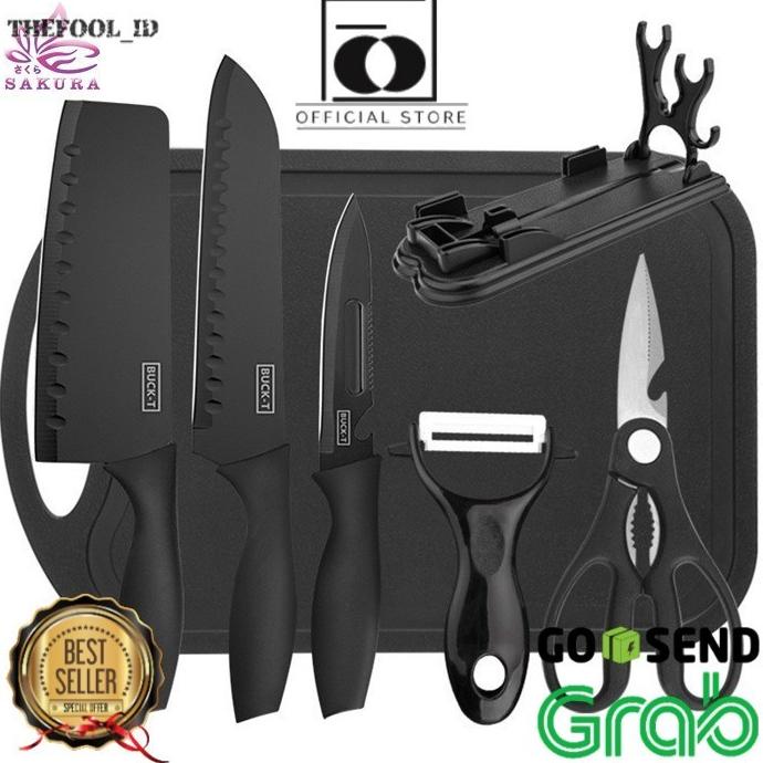 

7 In 1 Kitchen Knife Set / Talenan Pisau Pengupas Gunting Dapur Set Tf Adriabilla