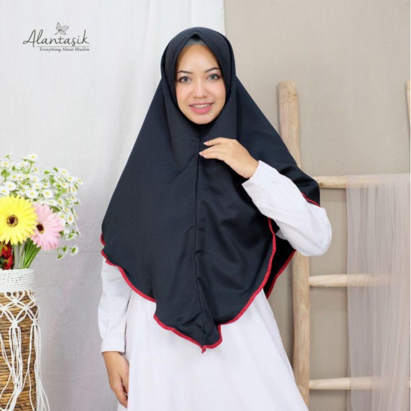 Alatasik - jilbab khimar arima / hijab cantik penguin / jumbo list hitam R.25