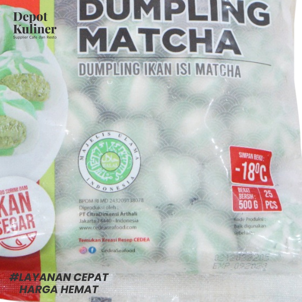 Cedea Fish Dumpling matcha 500 gr - Dumpling ikan segar rasa matcha