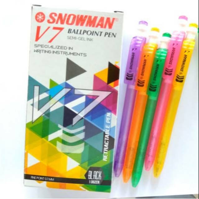 

Bolpen/pulpen snowman V7 tinta hitam/merah/biru