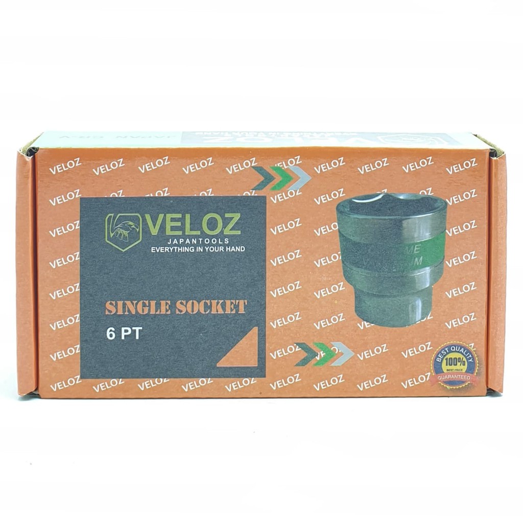 Veloz Premium 22mm Kunci Mata Sok Sock Socket 22mm 6PT 1/2&quot; Chrome Vanadium Steel