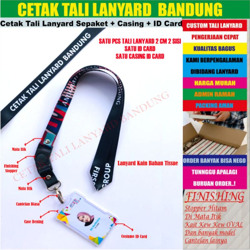 

Tali lanyard custom id card dan casing satu paket/sepaket cetak tali lanyard d card custome dan casing