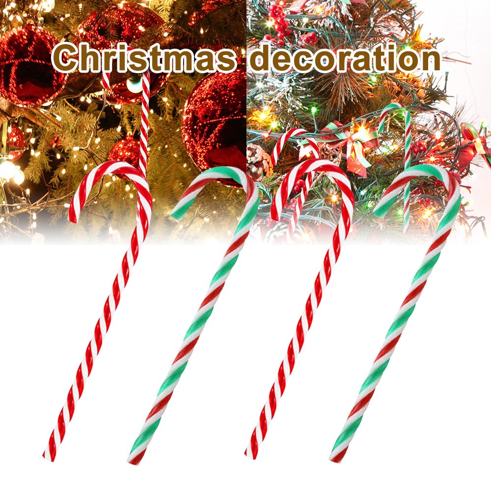 [Christmas Products]10Pcs Christmas  Plastic Candy Cane Twisted  Xmas Tree Decoration