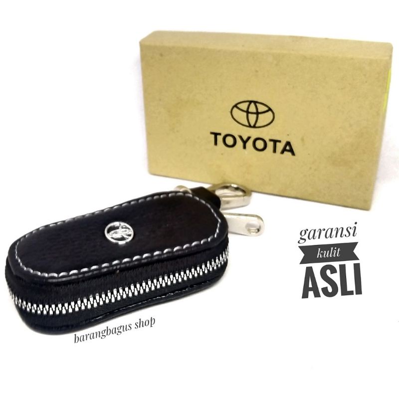 Dompet Hardcase Tempat Remote Mobil Kulit Gantungan Logo TOYOTA