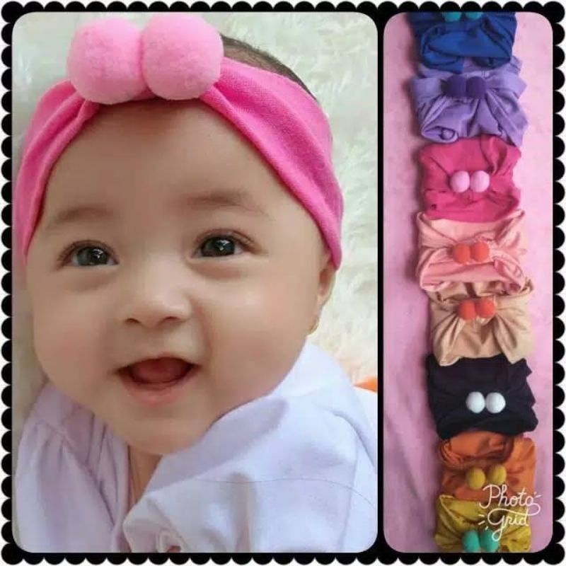 Bandana Bayi Pompom Bando Baby