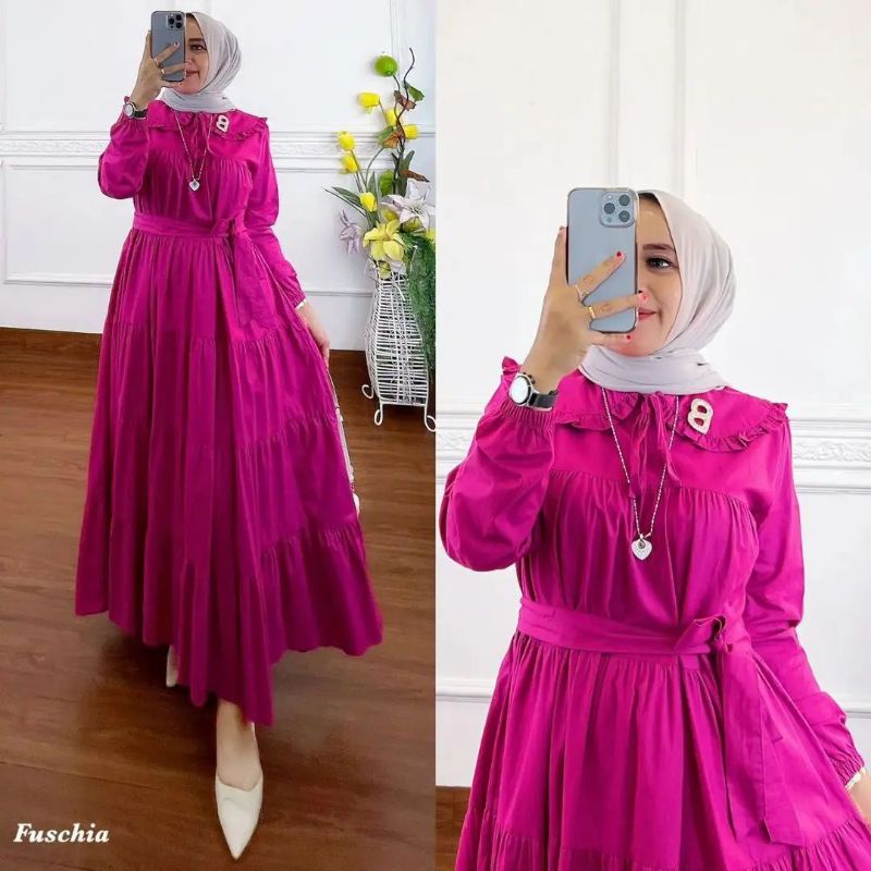 AMORA DRESS KATUN RAYON FIT L XL/KIRANTI DRESS/GAMIS MUSLIM WANITA TERBARU COTTON RAYON/FAR MOSLEMSTORE