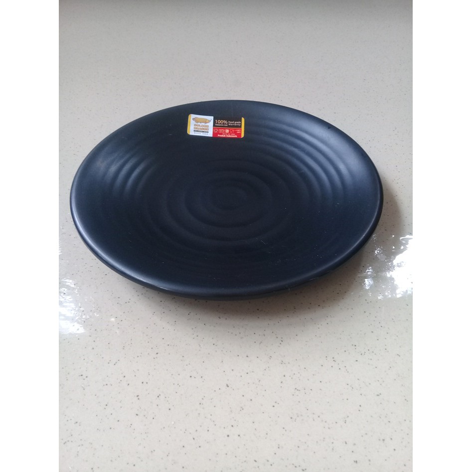  Piring  Tembikar Bulat  6 Hitam Melamine Golden Dragon 