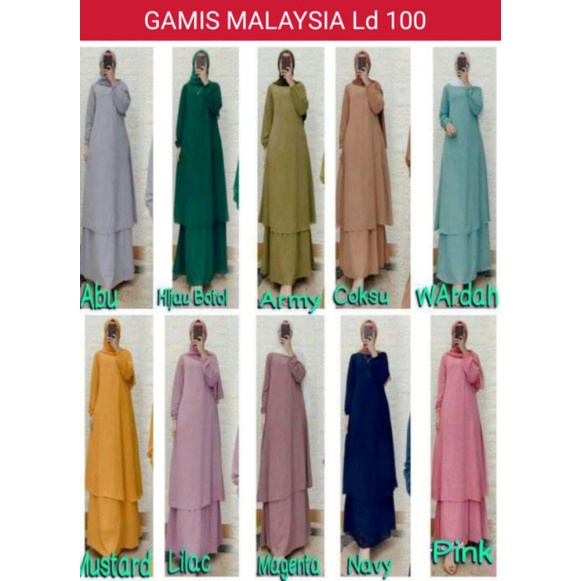 GAMIS MELAYU MALAYSIA POLOS JUMBO-DRESS MELAYU MALAYSIA-BAJU KURUNG MALAYSIA