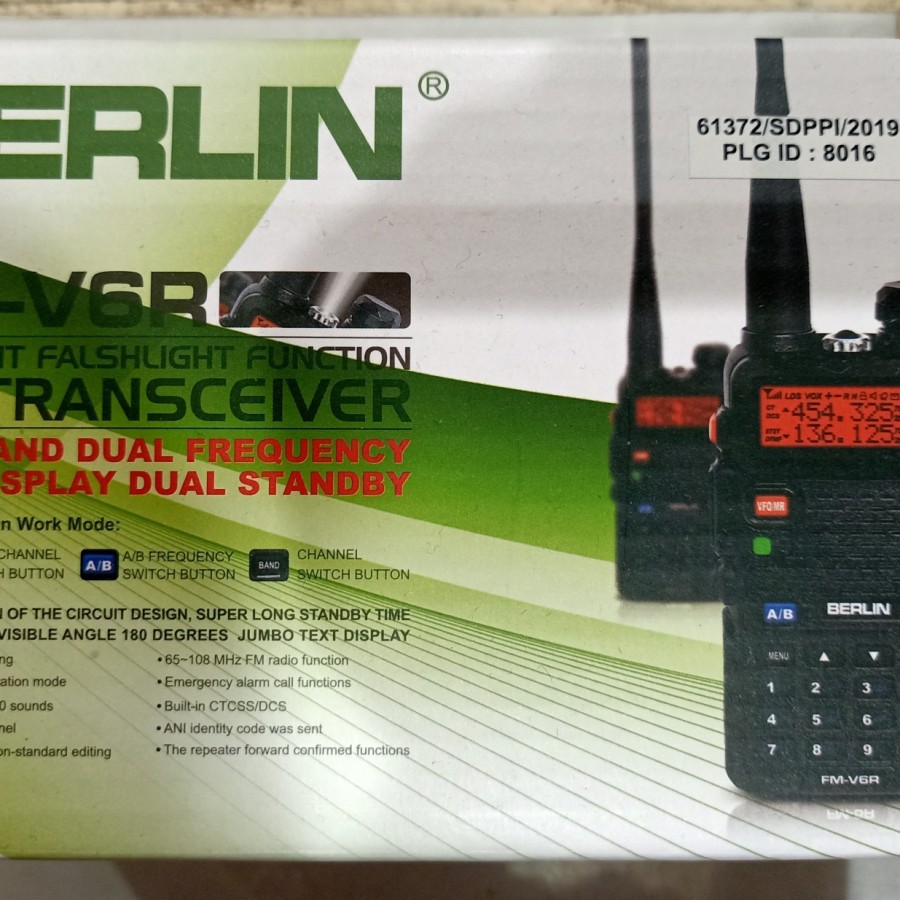 HT/HANDY TALKY BERLINFM- V6R /FM-V6 R ORIGINAL DUAL BAND VHF DAN UHF