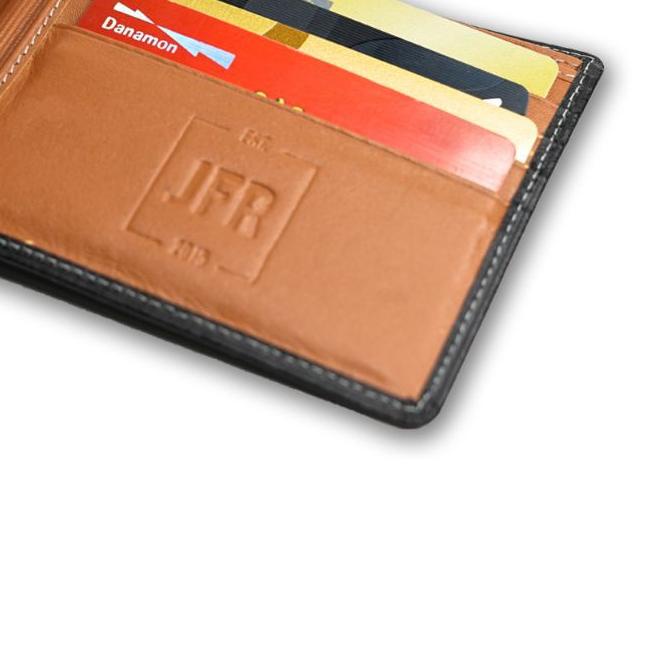 ♙ (BISA ) KL017 JFR Fashion Dompet Pria Bahan Kulit Asli JS-06 Tekstur Nafa Pori Dompet 24 Slot ✽