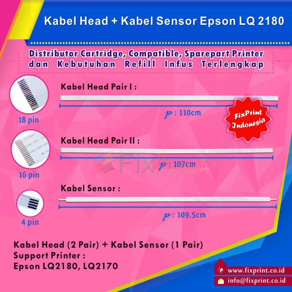 Kabel Head Epson New + Kabel Sensor 3 Pair, Cable Flexible LQ-2180 LQ-2170 Murah