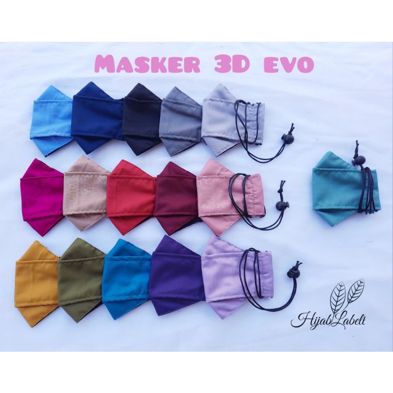 masker hijab-masker kain-masker 3d-kain toyobo-masker 3d evo origami-masker 3d tali hitam stoper