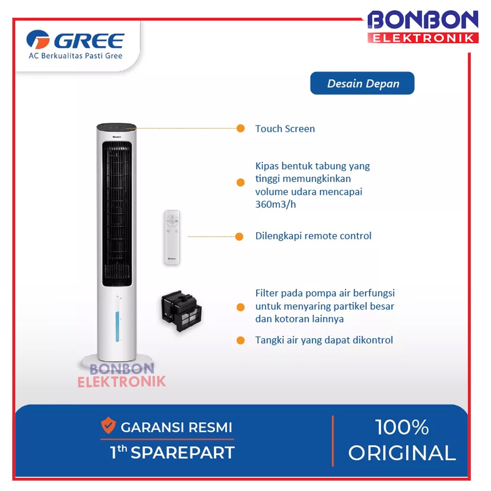 GREE Tower Air Cooler 4L GTA-ACOOL4 w/ Generator Anion 4 Liter