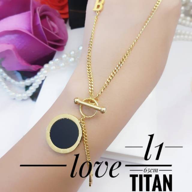 Titanium kalung lapis emas 24k 1502