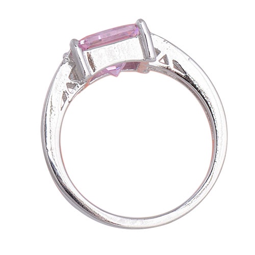 Hu Hu Hu Hu Hu Alat Bantu Pasang Kacamata♡ Cincin Lapis Silver Dengan Cubic Zirconia Kotak Warna Pink Ukuran US 7 8 9 Untuk Wanita