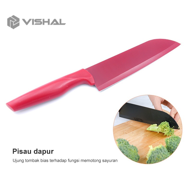 VISHAL Pisau Set 5 +Talenan+ Pengasah Pisau / Gandum Stainless Pisau Dapur VS-1816