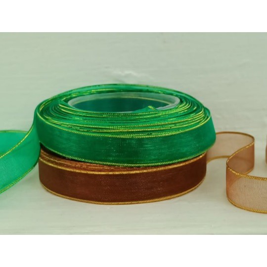 

POR121 Per Rol 12 mm Pita Organdi List Emas Hias Bingkisan Kado Ribbon