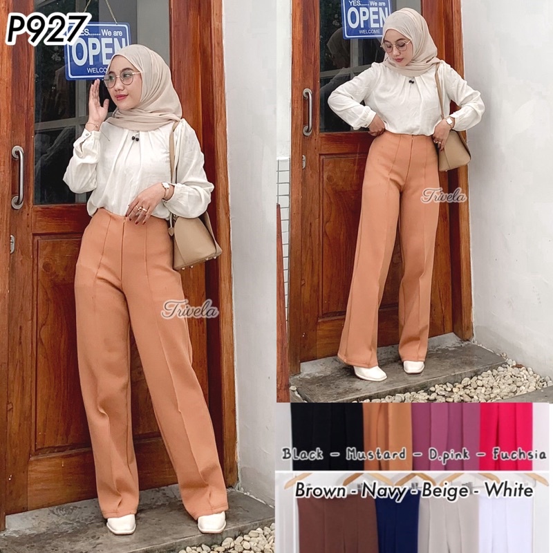 TRIVELA - Celana Scuba Highwaist Sleting / Zipper Highwaist Cullotes P927