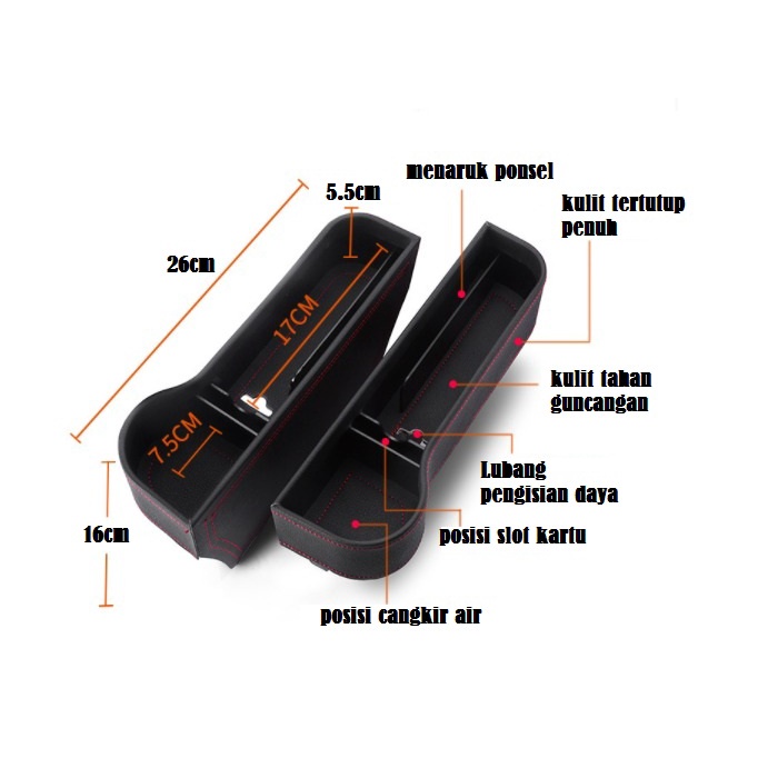 AM-12 Car Storage Box Kotak  Penyimpanan Celah Kursi Mobil Car Seat GapTempat Taruh HP Koin Minuman Kursi Bagian Depan