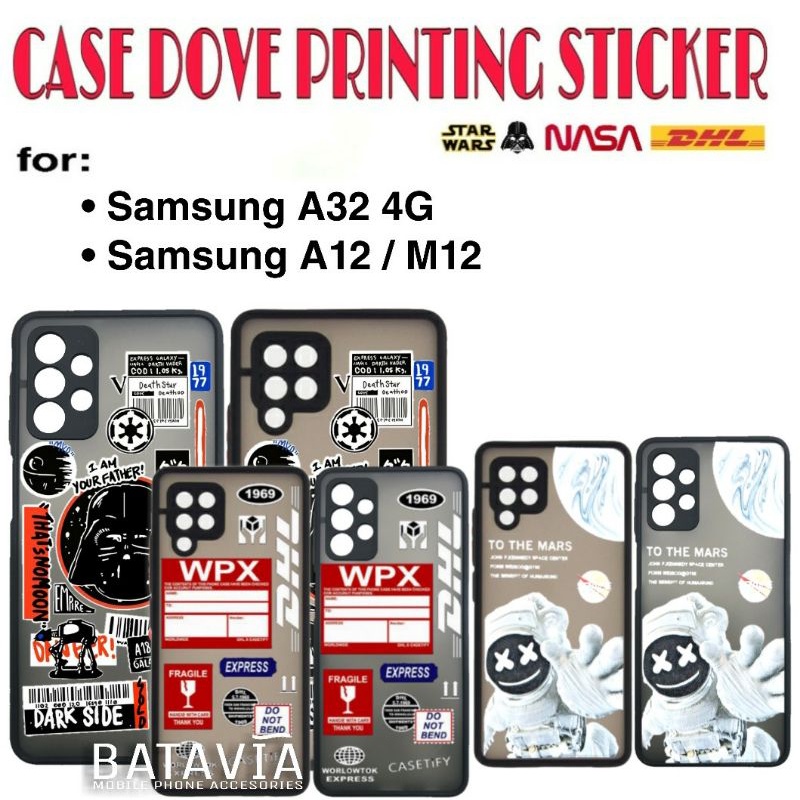 Case Samsung Samsung A32 4G Samsung A12 M12 PC Dove Button Collor Korean Case Printing Sticker