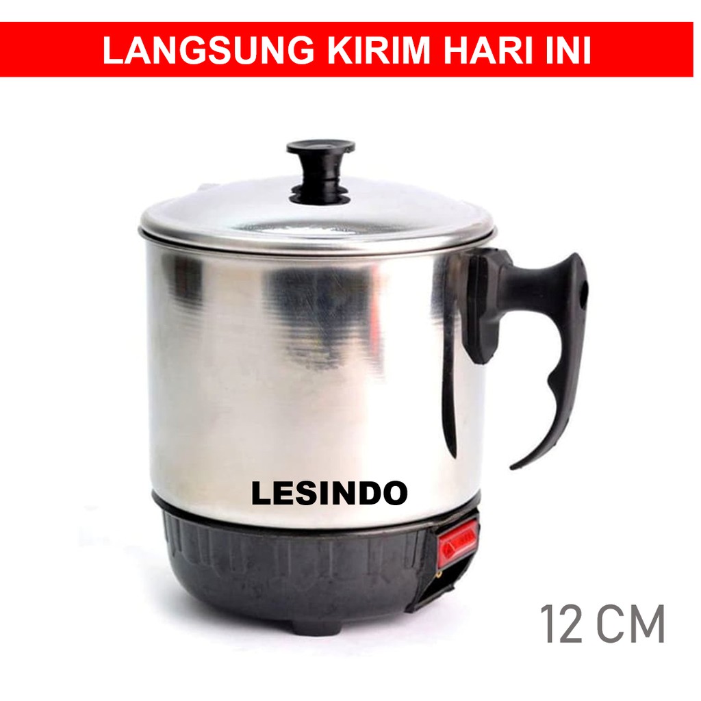 Mug Teko Listrik Pemanas Air Lesindo Stainless 12 Cm Hiter Heater Masak Air Listrik