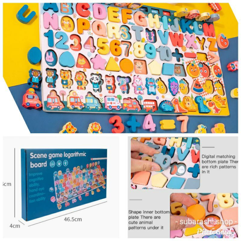 Gober - Montessori Puzzle / Puzzle Berhitung Dengan Bentuk / Mainan Edukasi Anak /  Mainan Berhitung