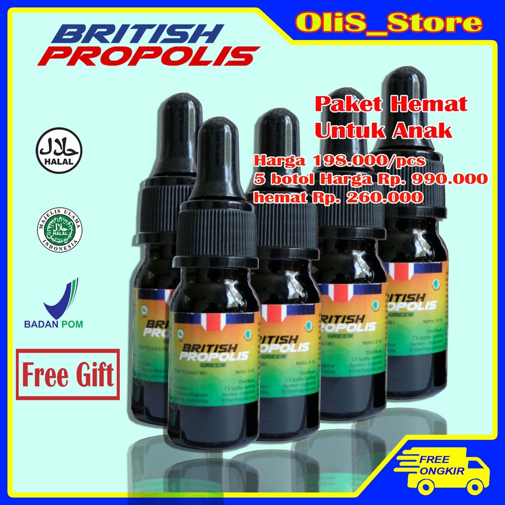 Paket 5 Botol / British Propolis Original 100% / Propolis British / Britis Propolis / Propolis Briti