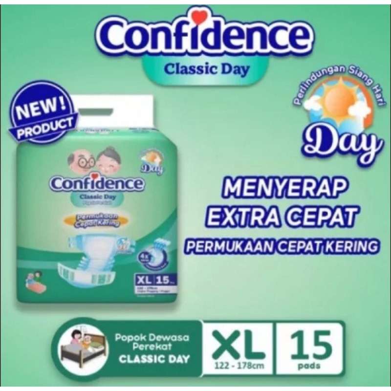 Confidence Classic Day Popok Orang Tua XL15S | Pampers Dewasa Pria Wanita