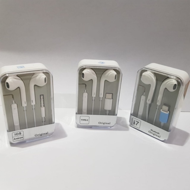 Earphone in-ear untuk iPhone Android Universal (3.5mm / Type-C / Lightning)