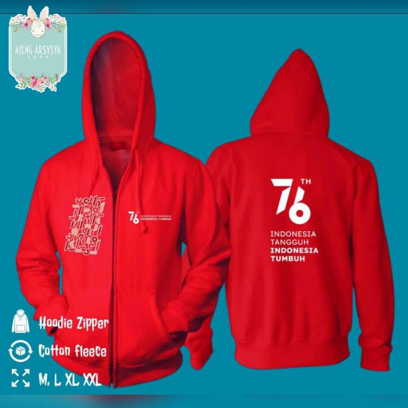Jaket Zipper Merah HUT RI 76