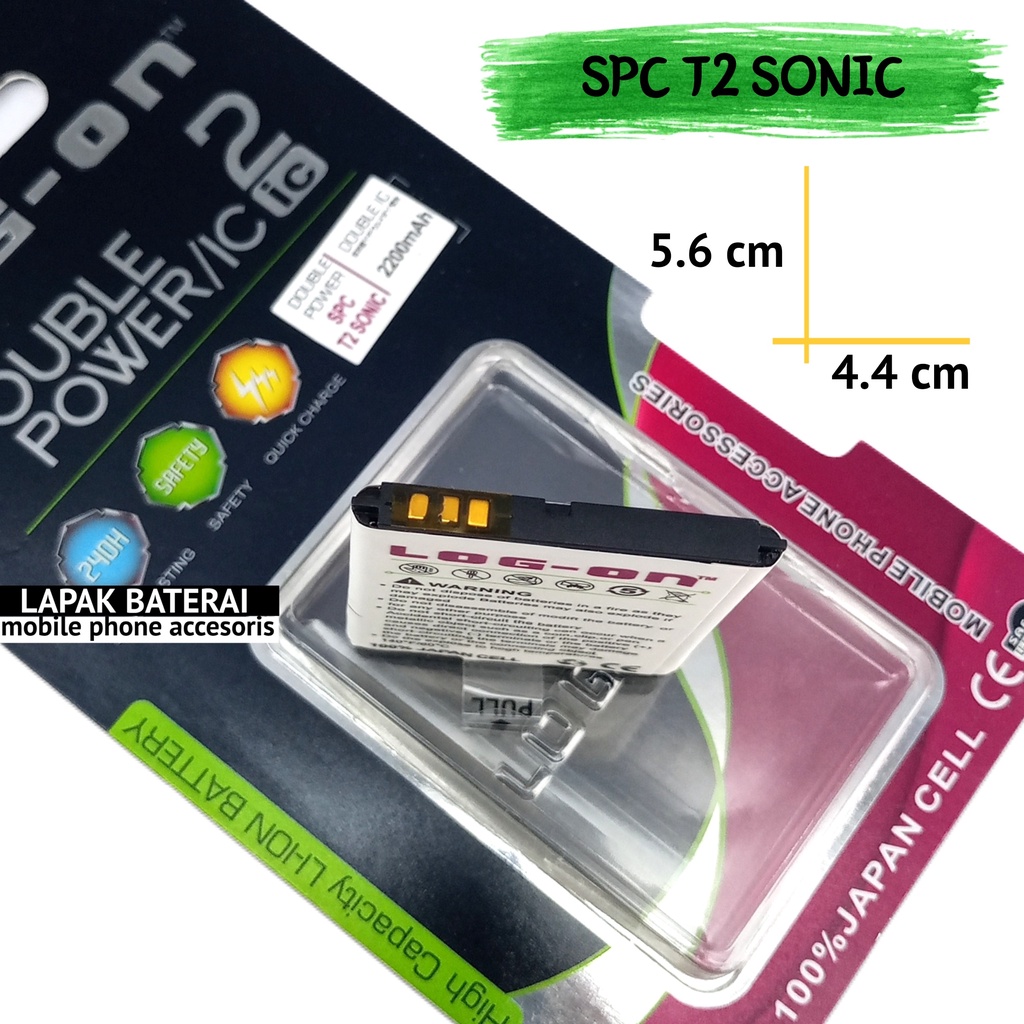 LOG - ON Baterai Spc T2 Sonic Double IC Protection Battery Batre