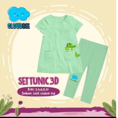 Cloudbee tunic 3D buaya size 2