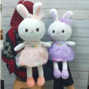 Boneka Kelinci Dres Pom Pom Size 17&quot;/82cm/boneka rabbit/boneka anaknlucu