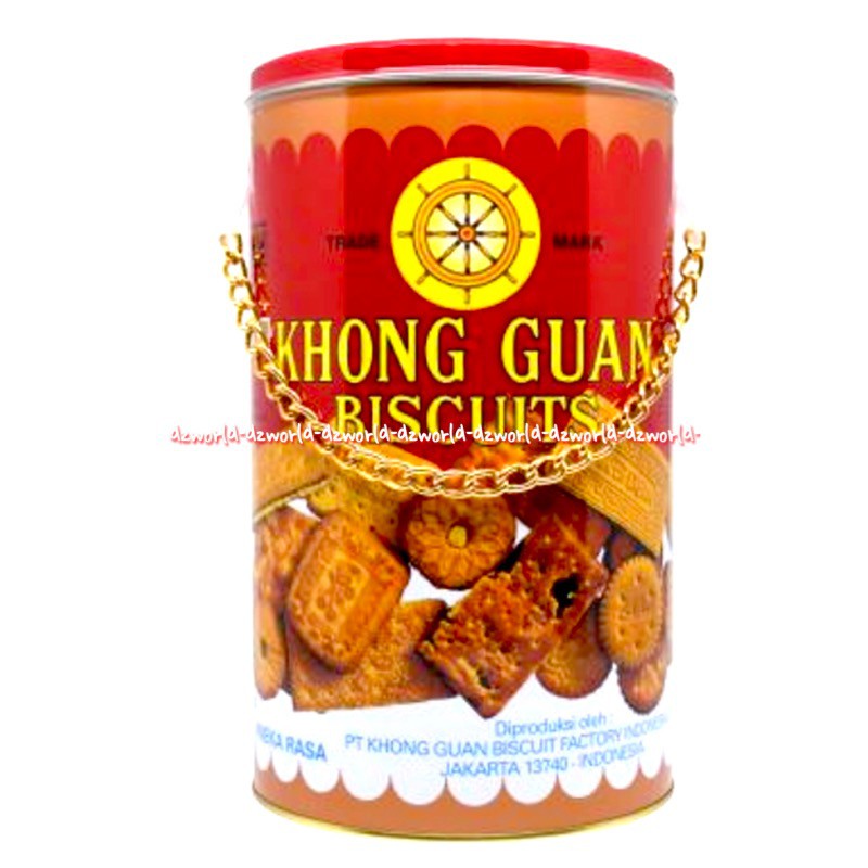 Khong Guan 1kg Biscuits Tin Kaleng Rantai Emas Biskuit Konguan Kaleng Besar Khongguan