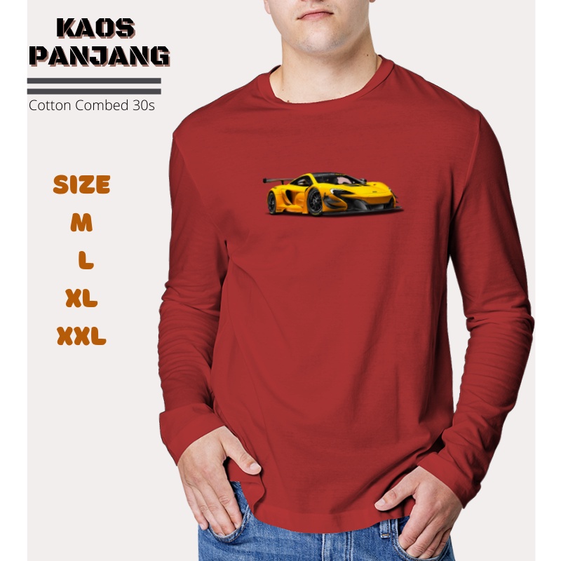 Kaos Pria Lengan Panjang Mobil Sport Kaos Distro Oblong tangan Panjang Katun Combed 30s XXL