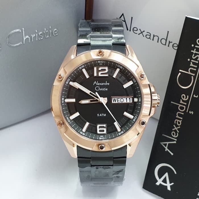 Jam Tangan Pria Alexandre Christie 6518 Original Black ori