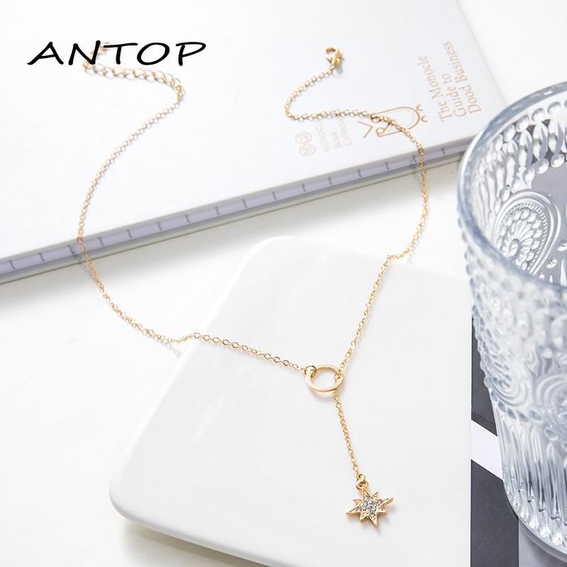 Kalung Wanita Berlapis Emas Kalung Liontin Bintang Yang Dapat Disesuaikan ANTOP