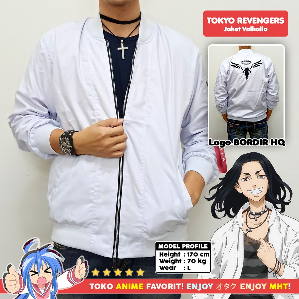 Jaket Bomber Anime Tokyo Revengers Valhalla Keisuke Baji Kazutora Hanemiya Manga Version White Putih