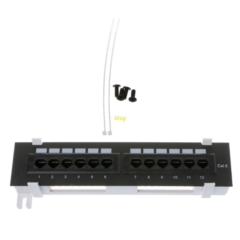 btsg 12 Port CAT6 Patch Panel RJ45 Networking Wall Mount Rack Mount Bracket