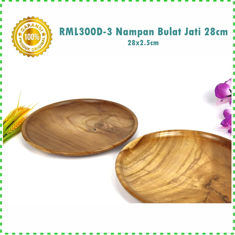 Nampan Bulat  Kayu Jati Asli 20cm/22cm/28cm