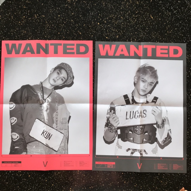 Official folded poster lucas kun wayv album awaken the world