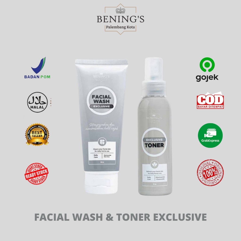 BENINGS SKINCARE by DR.OKY PRATAMA / PAKET EXCLUSIVE/FREE MINI GOLD/MARCHANDISE BENING'S-FACIAL & TONER
