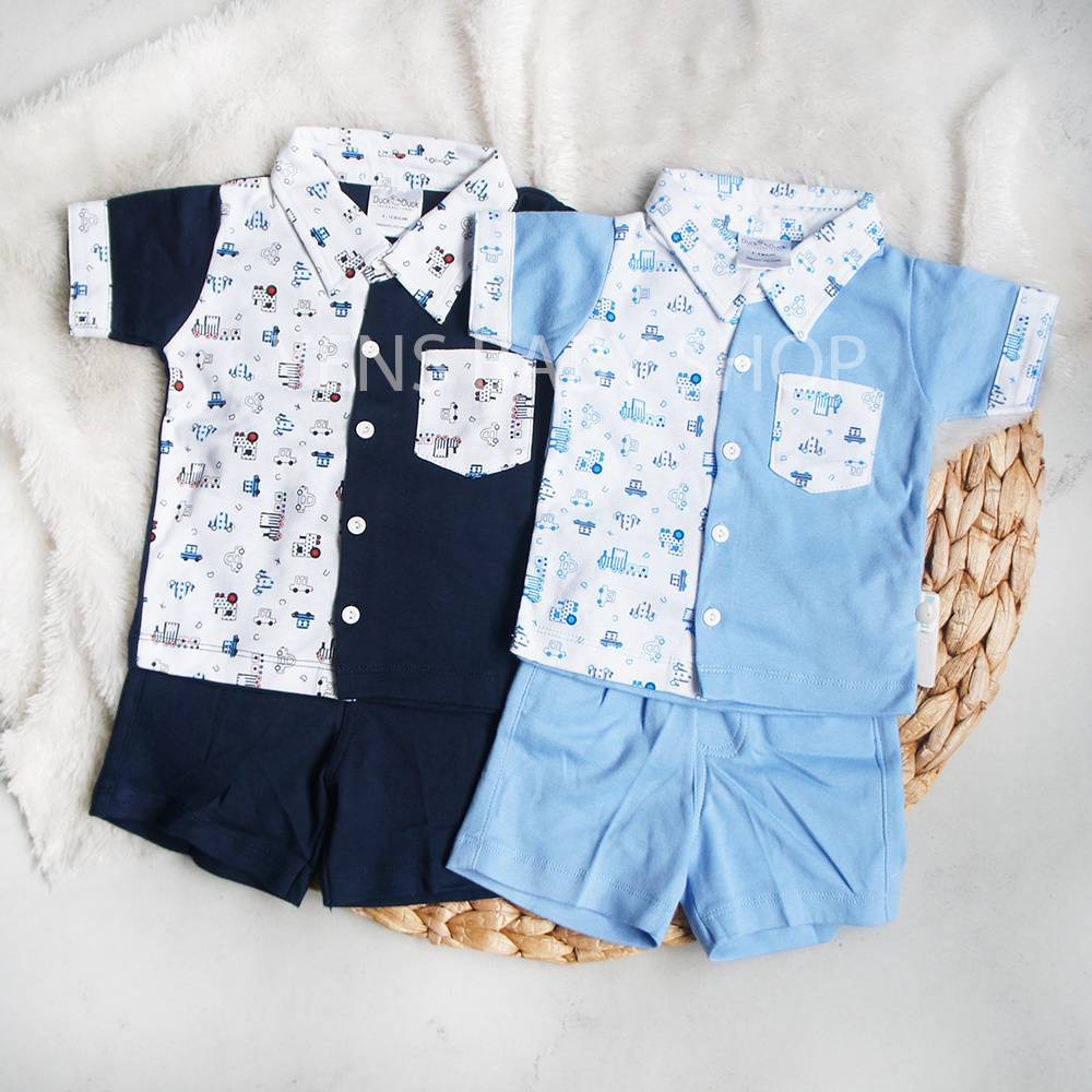 DUCK DUCK Setelan Baju Bayi Tangan Pendek - Motif Car