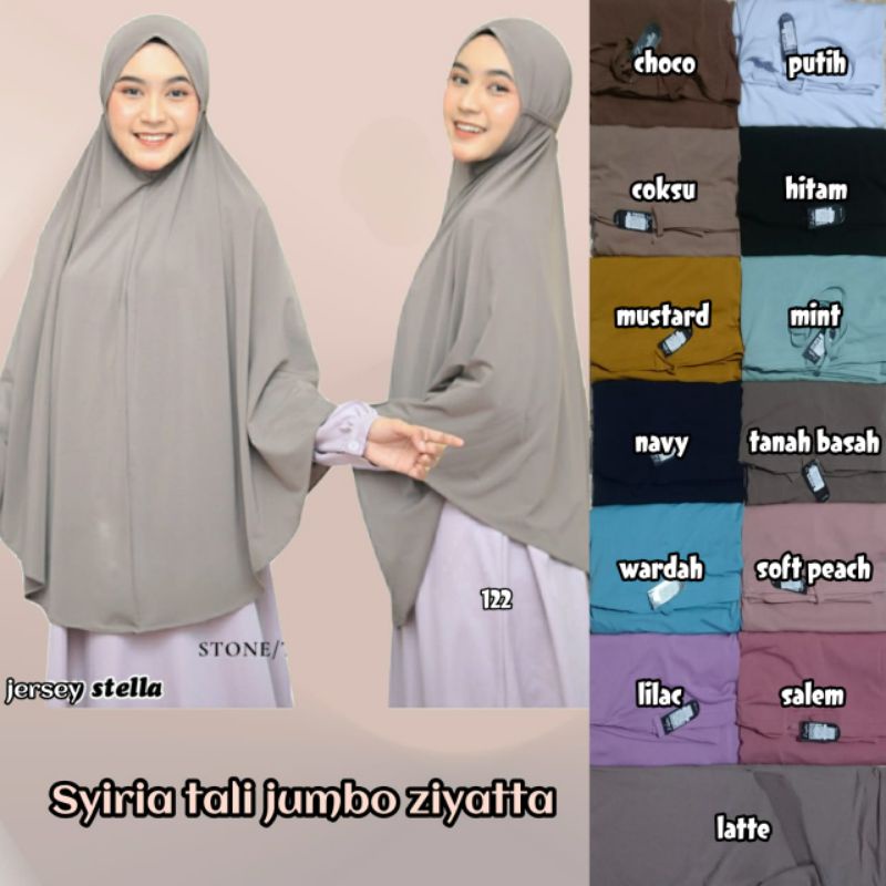 Syiria Tali Jumbo by Ziyatta / Jilbab Khimar Bergo Tali Jersey Stella