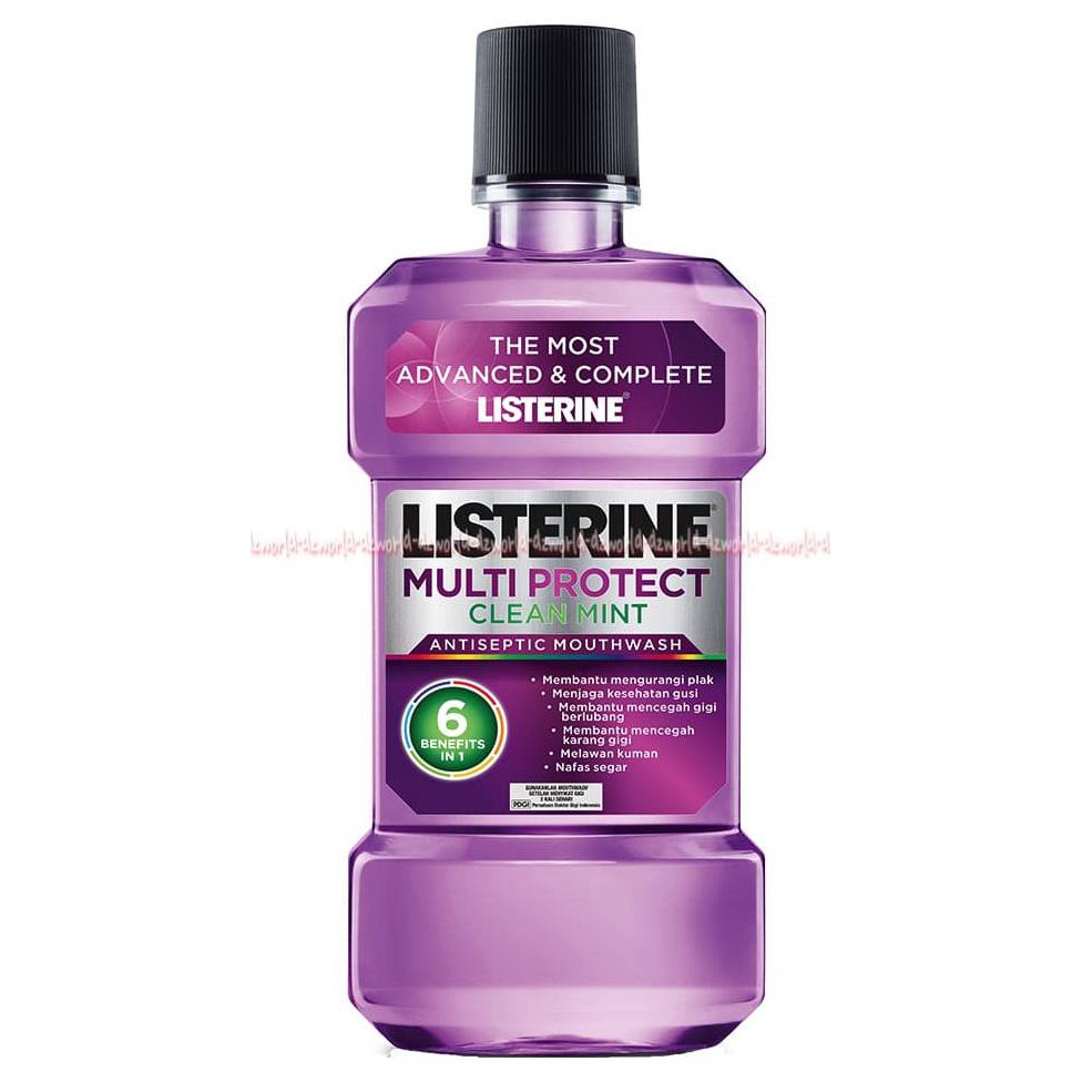 Listerine Multi Protect Clean Mint obat kumur-kumur Liserine Ungu 500m