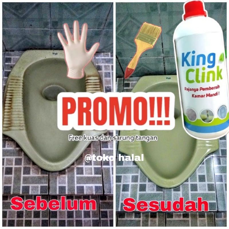 Gratis ongkir king clink 1 liter pembersih serbaguna, kerak, lantai - Free Sarung Tangan Plastik &amp; Kuas bermutu